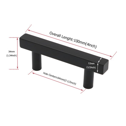 Matte Black Cabinet Knobs Furniture Hardware Drawer Pulls - Stainless Steel Cabinet Handles - Hole Centers(Knob，2.5"，3")