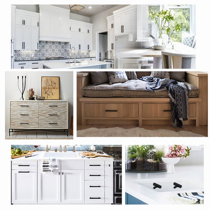 Black Kitchen Cabinet Handles Square Cabinet Drawer Pulls - Stainless Steel Cabinet Handles - Hole Centers(3.5"，3.7.5"，4")