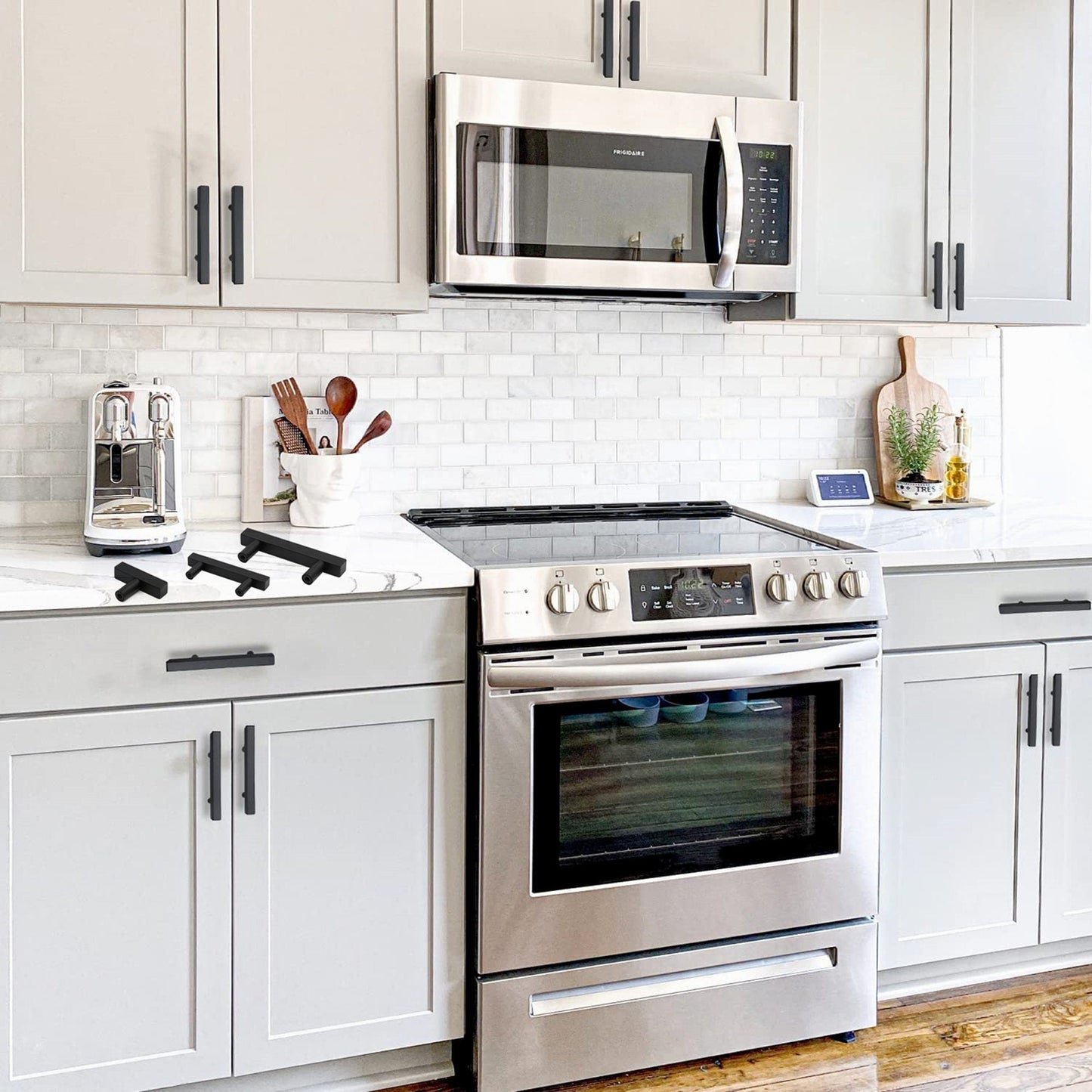 Matte Black Cabinet Knobs Furniture Hardware Drawer Pulls - Stainless Steel Cabinet Handles - Hole Centers(Knob，2.5"，3")