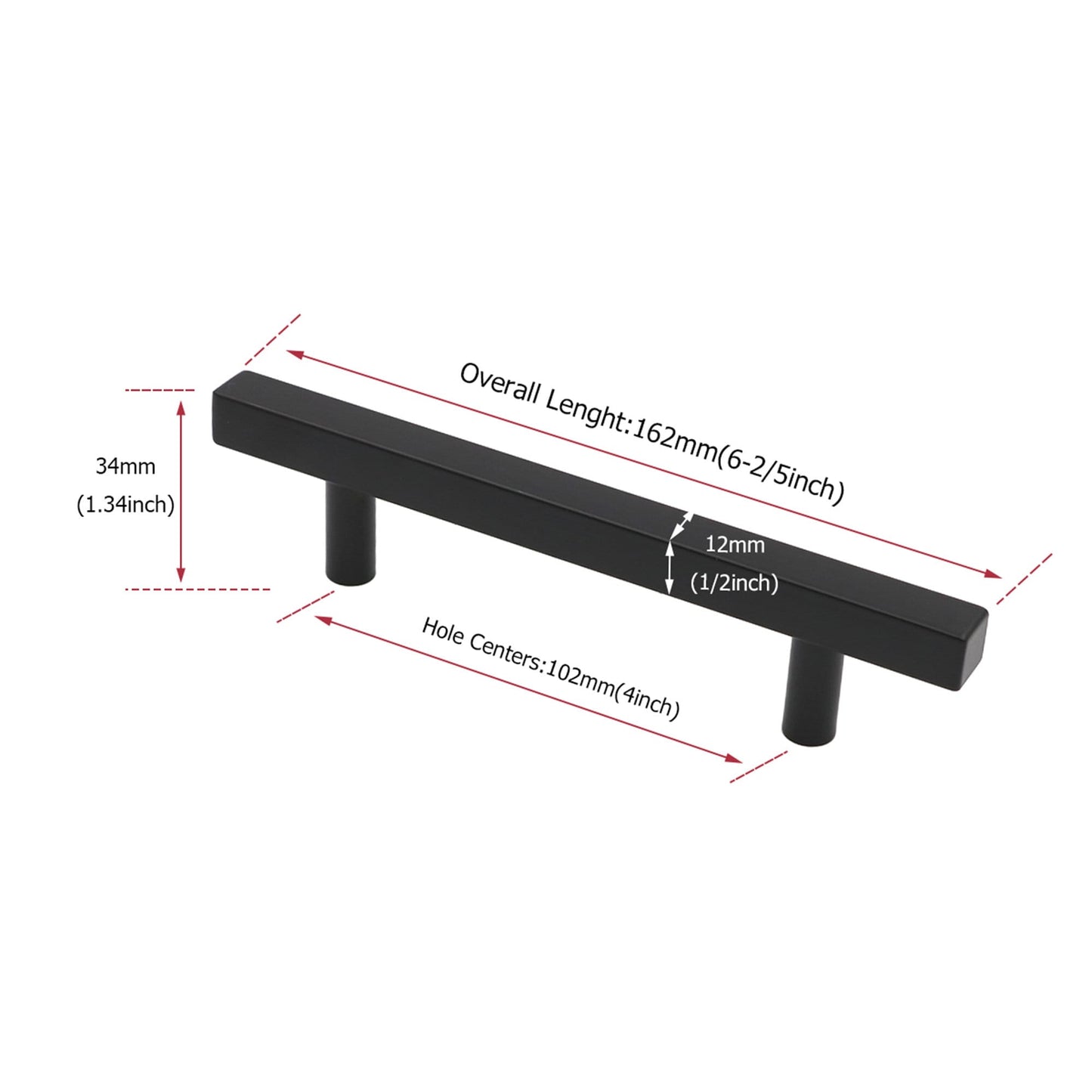 Black Kitchen Cabinet Handles Square Cabinet Drawer Pulls - Stainless Steel Cabinet Handles - Hole Centers(3.5"，3.7.5"，4")