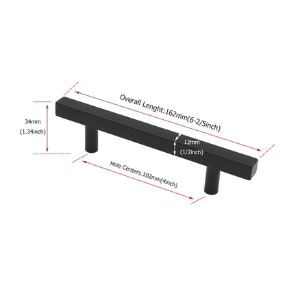 Black Kitchen Cabinet Handles Square Cabinet Drawer Pulls - Stainless Steel Cabinet Handles - Hole Centers(3.5"，3.7.5"，4")