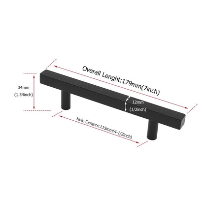 Matte Black Cabinet Pulls Cabinet Hardware Handles - Stainless Steel Cabinet Handles - Hole Centers(4.5"，5"，6.25")