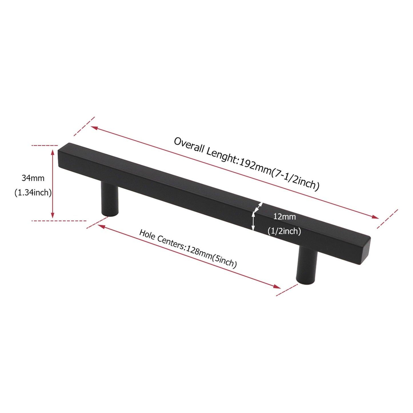 Matte Black Cabinet Pulls Cabinet Hardware Handles - Stainless Steel Cabinet Handles - Hole Centers(4.5"，5"，6.25")