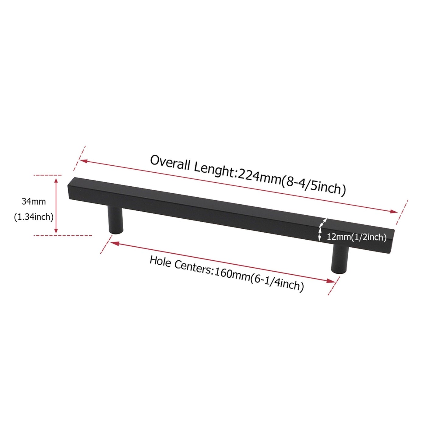 Matte Black Cabinet Pulls Cabinet Hardware Handles - Stainless Steel Cabinet Handles - Hole Centers(4.5"，5"，6.25")