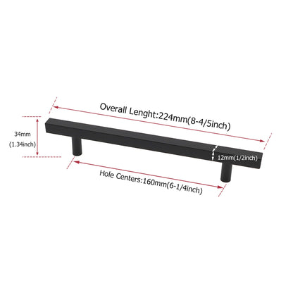 Matte Black Cabinet Pulls Cabinet Hardware Handles - Stainless Steel Cabinet Handles - Hole Centers(4.5"，5"，6.25")