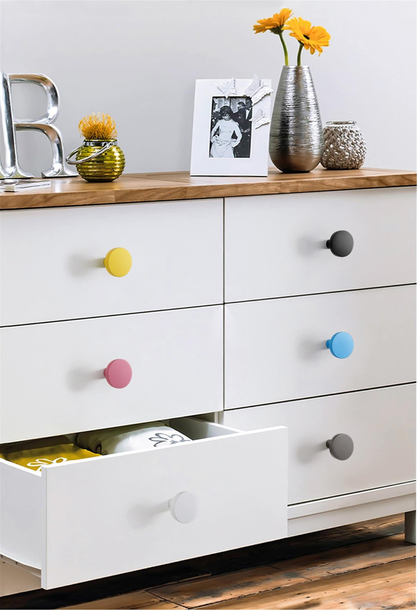 Macarone Color Round Kitchen Cabinet Knobs, 1.18 Inch Aluminum Alloy Dresser Handles Knobs for Home, Kitchen, Office Chest Cabinet Drawer
