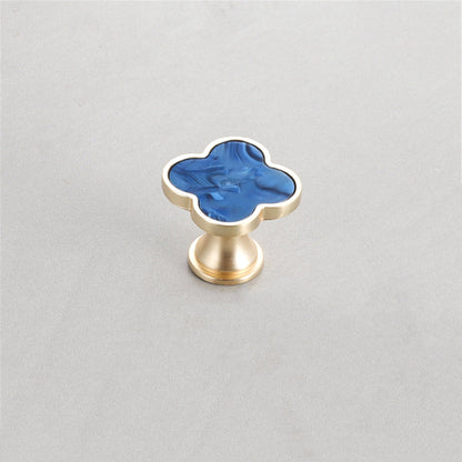 Four Leaf Clover Shape T Knobs, Zinc Alloy Cabinet Knobs, 1.25"(32mm) Brass Door Knobs for Home Office Kitchen Dresser Wardrobe