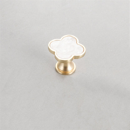 Four Leaf Clover Shape T Knobs, Zinc Alloy Cabinet Knobs, 1.25"(32mm) Brass Door Knobs for Home Office Kitchen Dresser Wardrobe