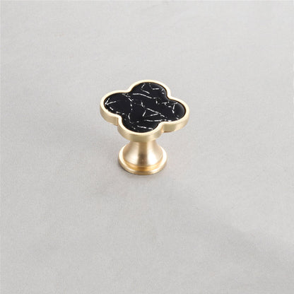 Four Leaf Clover Shape T Knobs, Zinc Alloy Round Knobs, 1.25"(32mm) Brass Door Knobs for Home, Kitchen, Bathroom, Office and More