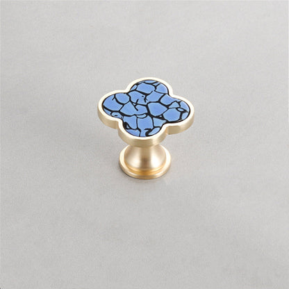 Four Leaf Clover Shape T Knobs，Decorative Zinc Alloy Round Cabinet Knobs，1.25"(32mm) Brass Door Knobs for Modern Home Décor