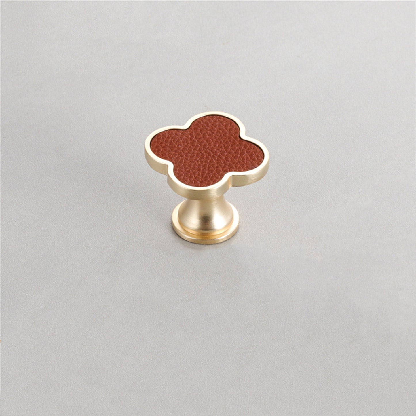 Leather Dresser Knobs, Handmade Leather Handles, Four Leaf Clover Shape T Knobs for Home, Kitchen, Bathroom, Office and More