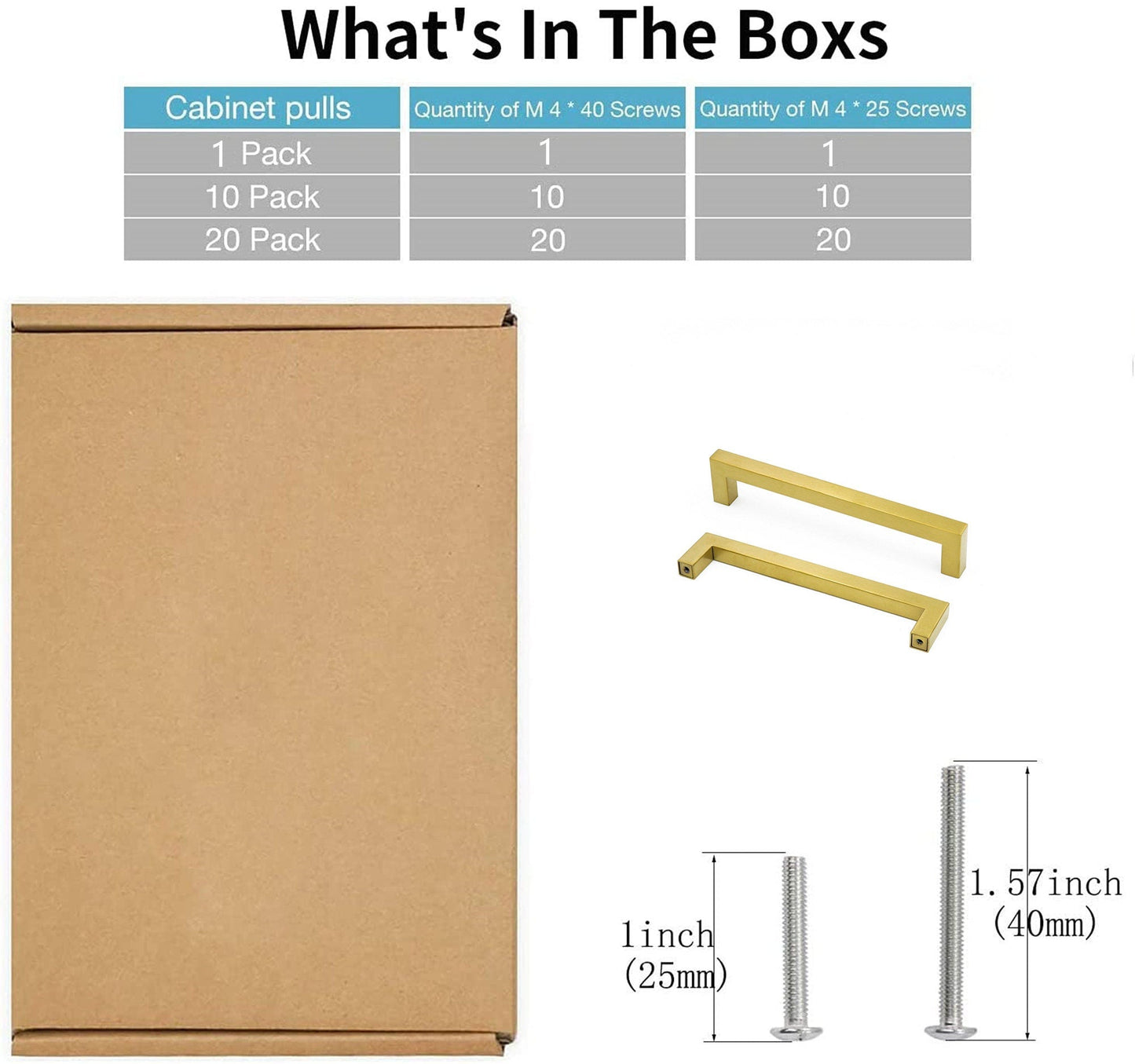Brushed Brass Drawer Pulls Gold Cabinet Handles for Kitchen, Livingroom, Bathroom