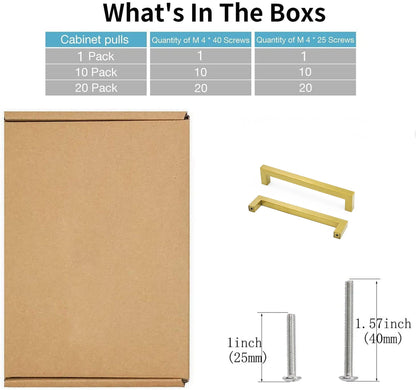 Brushed Brass Drawer Pulls Gold Cabinet Handles for Kitchen, Livingroom, Bathroom