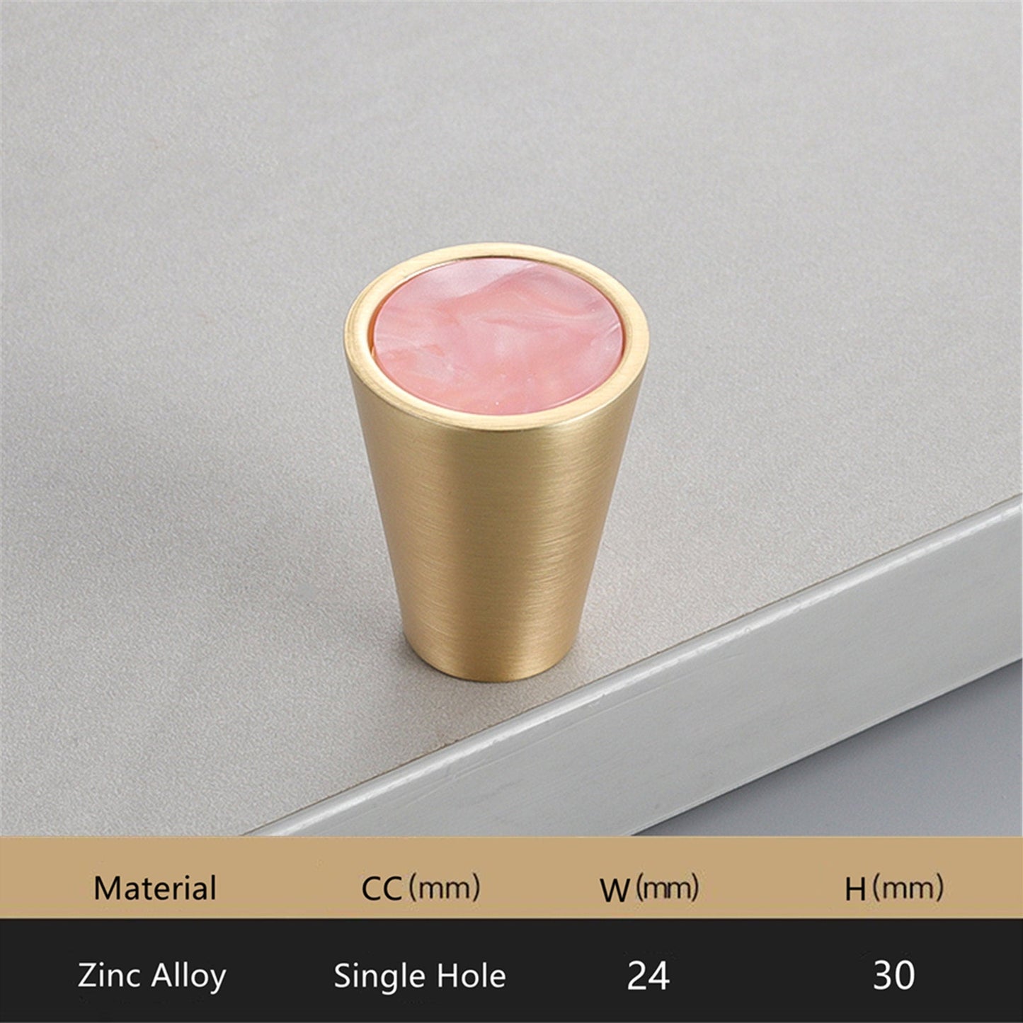 Gold Brass Cabinet Knobs，0.94 inch Diameter，Brushed Dresser Drawer Knobs Pull Handle for Bath Kitchen Cabinetry (Cone)