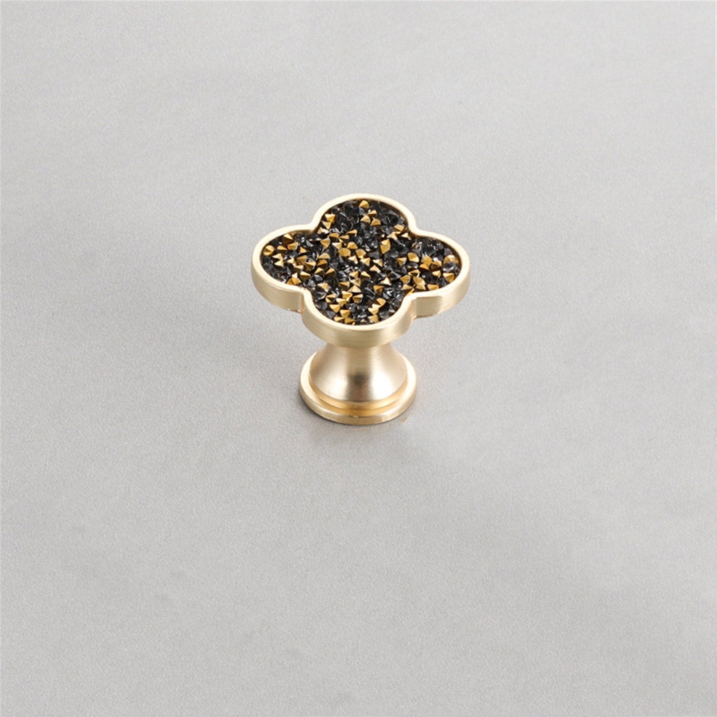 Four Leaf Clover Knobs，Zinc Alloy Cabinet Door Knobs，1.25"(32mm) Brass Door Knobs for Modern Home Décor (Four Leaf Clover-Diamond Series)