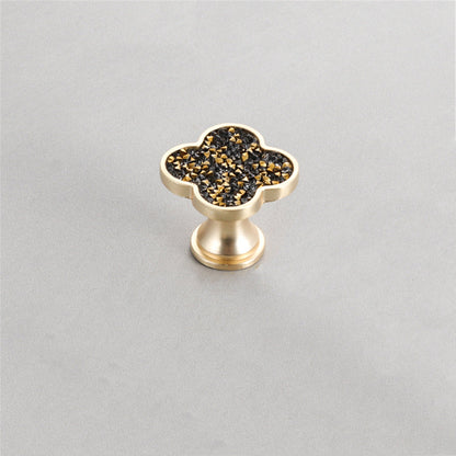 Four Leaf Clover Knobs，Zinc Alloy Cabinet Door Knobs，1.25"(32mm) Brass Door Knobs for Modern Home Décor (Four Leaf Clover-Diamond Series)