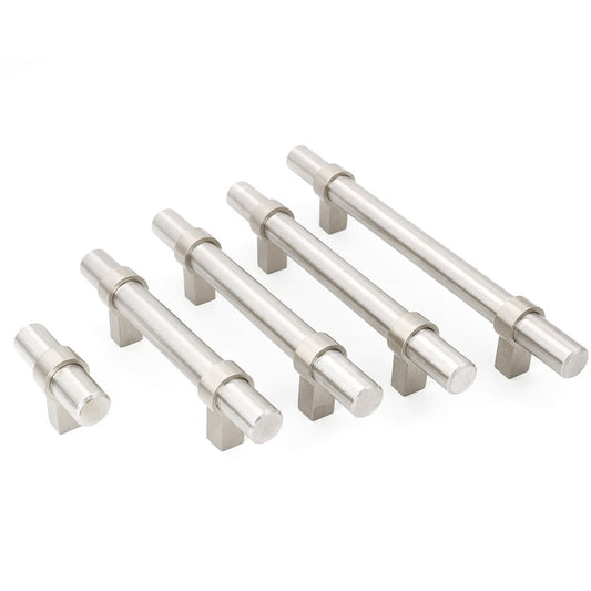 Brushed Nickel Drawer Pulls Kitchen Cabinet Handles - Round Shape Series - Hole Centers(Single Hole, 3",3.5,3.75,4",5",6.25",7.5",8.8",10")
