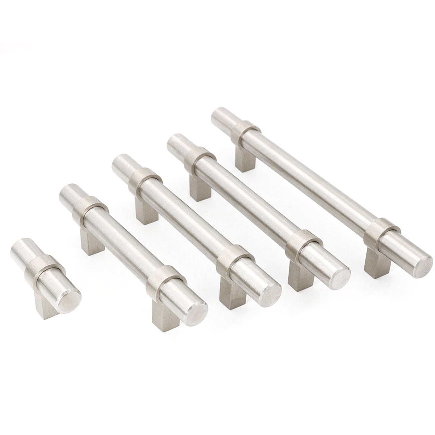 Brushed Nickel Single Hole Cabinet Knobs，Stainless Steel T Bar Cabinet Handles，Modern Drawer Pulls，2 inch Length(50mm)