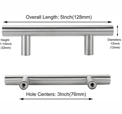 3 Inch Brushed Nickel Cabinet Pulls Modern Cabinet Handles(76mm, Hole Centers)