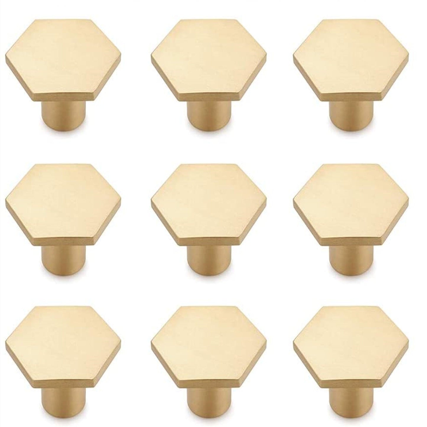 Solid Brass Gold Knobs - 1.33" Diameter (34mm), Brass - Hexagon Dresser Knobs for Lving Room，Bedrooms，DIY Lovers，Gifts