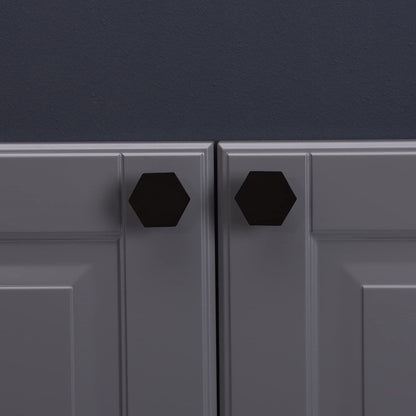 Solid Black Drawer Knobs - 1.33" Diameter (34mm), Matt Black - Hexagon Dresser Knobs for Lving Room，Bedrooms，DIY Lovers，Gifts