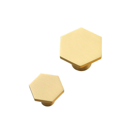 Solid Brass Gold Knobs - 1.33" Diameter (34mm), Brass - Hexagon Dresser Knobs for Lving Room，Bedrooms，DIY Lovers，Gifts