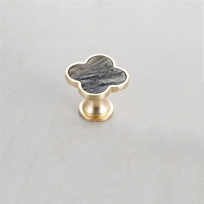 Four Leaf Clover Shape T Knobs, Zinc Alloy Cabinet Knobs, 1.25"(32mm) Brass Door Knobs for Home Office Kitchen Dresser Wardrobe