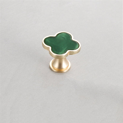Four Leaf Clover Shape T Knobs, Zinc Alloy Cabinet Knobs, 1.25"(32mm) Brass Door Knobs for Home Office Kitchen Dresser Wardrobe