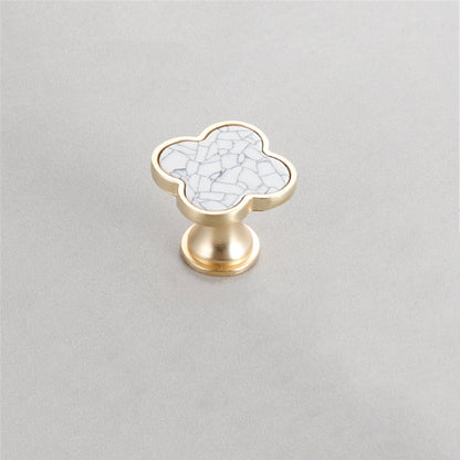Four Leaf Clover Shape T Knobs, Zinc Alloy Round Knobs, 1.25"(32mm) Brass Door Knobs for Home, Kitchen, Bathroom, Office and More