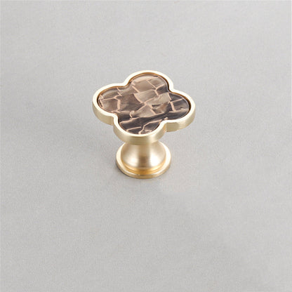 Four Leaf Clover Shape T Knobs, Zinc Alloy Round Knobs, 1.25"(32mm) Brass Door Knobs for Home, Kitchen, Bathroom, Office and More