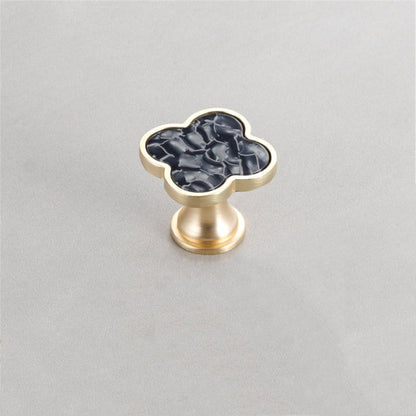 Four Leaf Clover Shape T Knobs，Decorative Zinc Alloy Round Cabinet Knobs，1.25"(32mm) Brass Door Knobs for Modern Home Décor