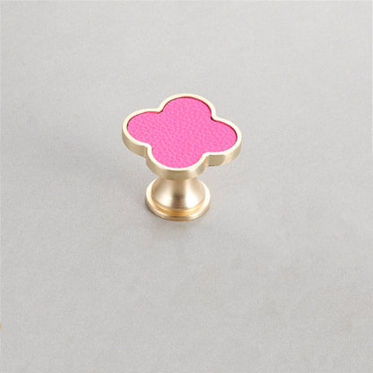 Leather Dresser Knobs, Handmade Leather Handles, Four Leaf Clover Shape T Knobs for Home, Kitchen, Bathroom, Office and More