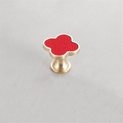 Leather Dresser Knobs, Handmade Leather Handles, Four Leaf Clover Shape T Knobs for Home, Kitchen, Bathroom, Office and More