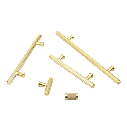 6-1/4 Inch(C-C) Knurled Texture Drawer Pulls Gold Cabinet Handles(Hole Centers: 160mm)