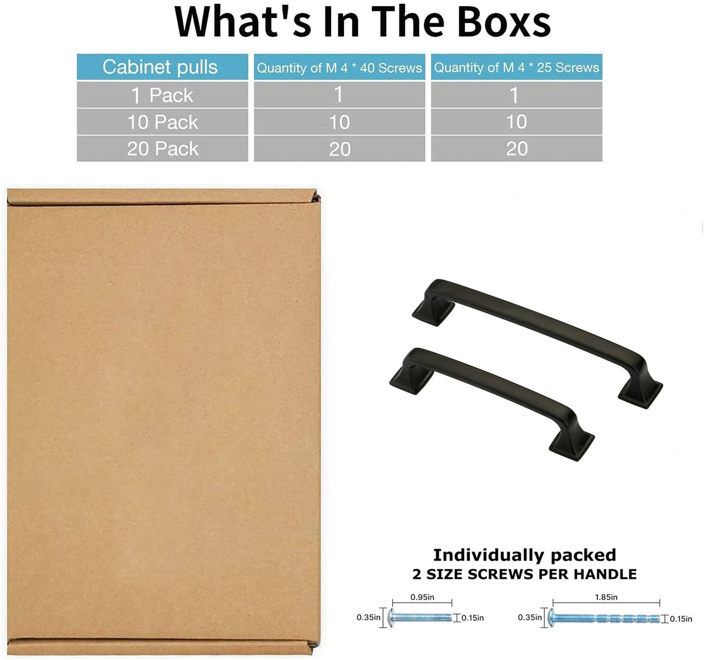 3.75 Inch Matte Black Cabinet Handles for Bathroom, Wardrobe, Bedroom