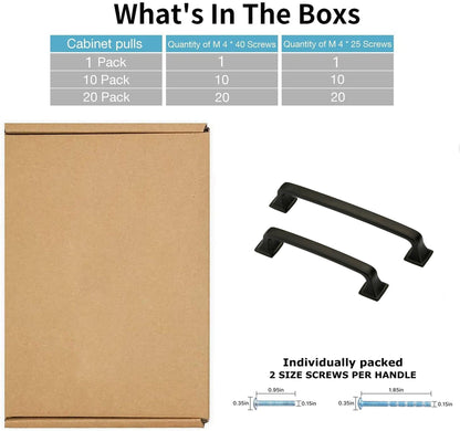 3.75 Inch Matte Black Cabinet Handles for Bathroom, Wardrobe, Bedroom
