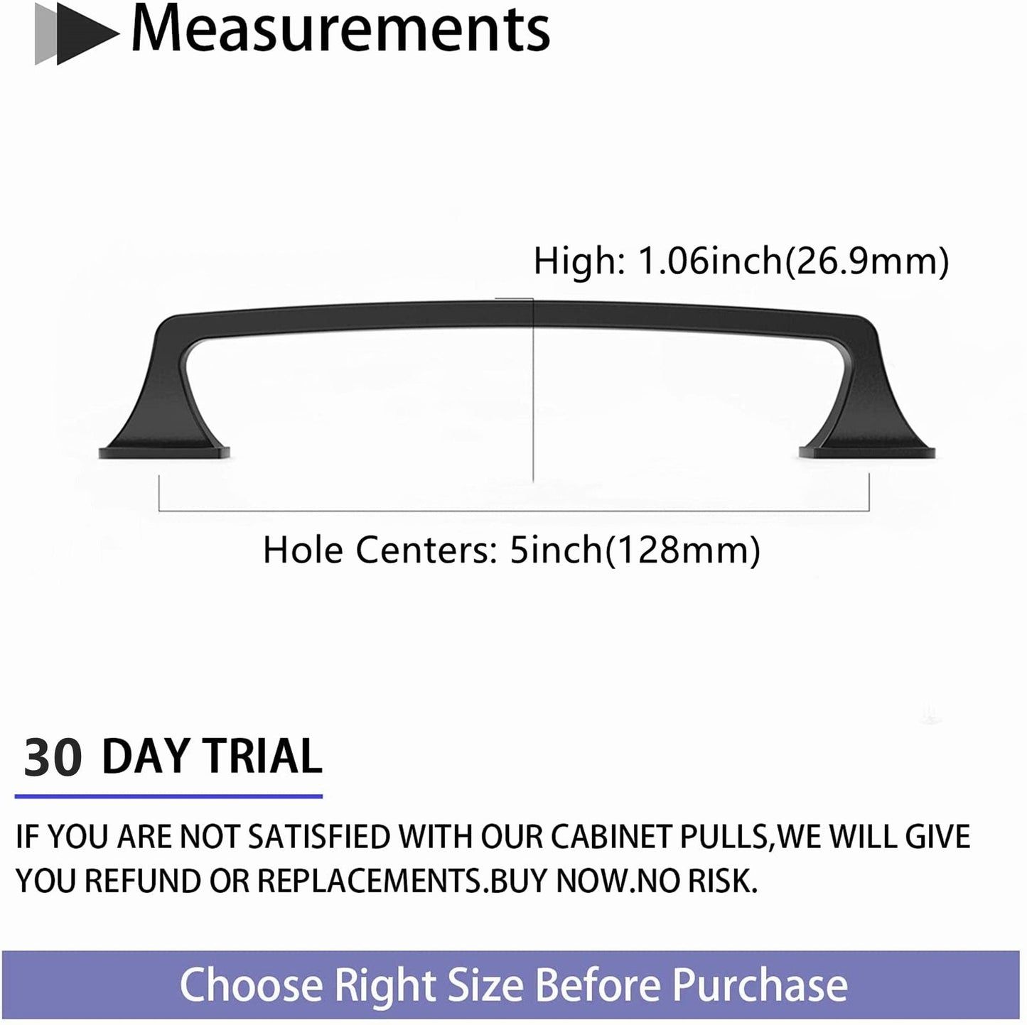 5 Inch(128mm) Kitchen Cabinet Pulls, Matte Black Aluminum Alloy Cabinet Handles For Bathroom Cupboard Drawer Handles Dresser Pulls