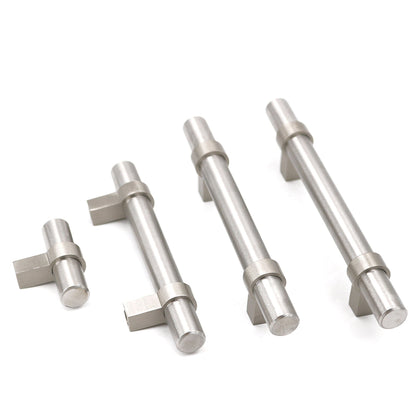 Brushed Nickel Single Hole Cabinet Knobs，Stainless Steel T Bar Cabinet Handles，Modern Drawer Pulls，2 inch Length(50mm)