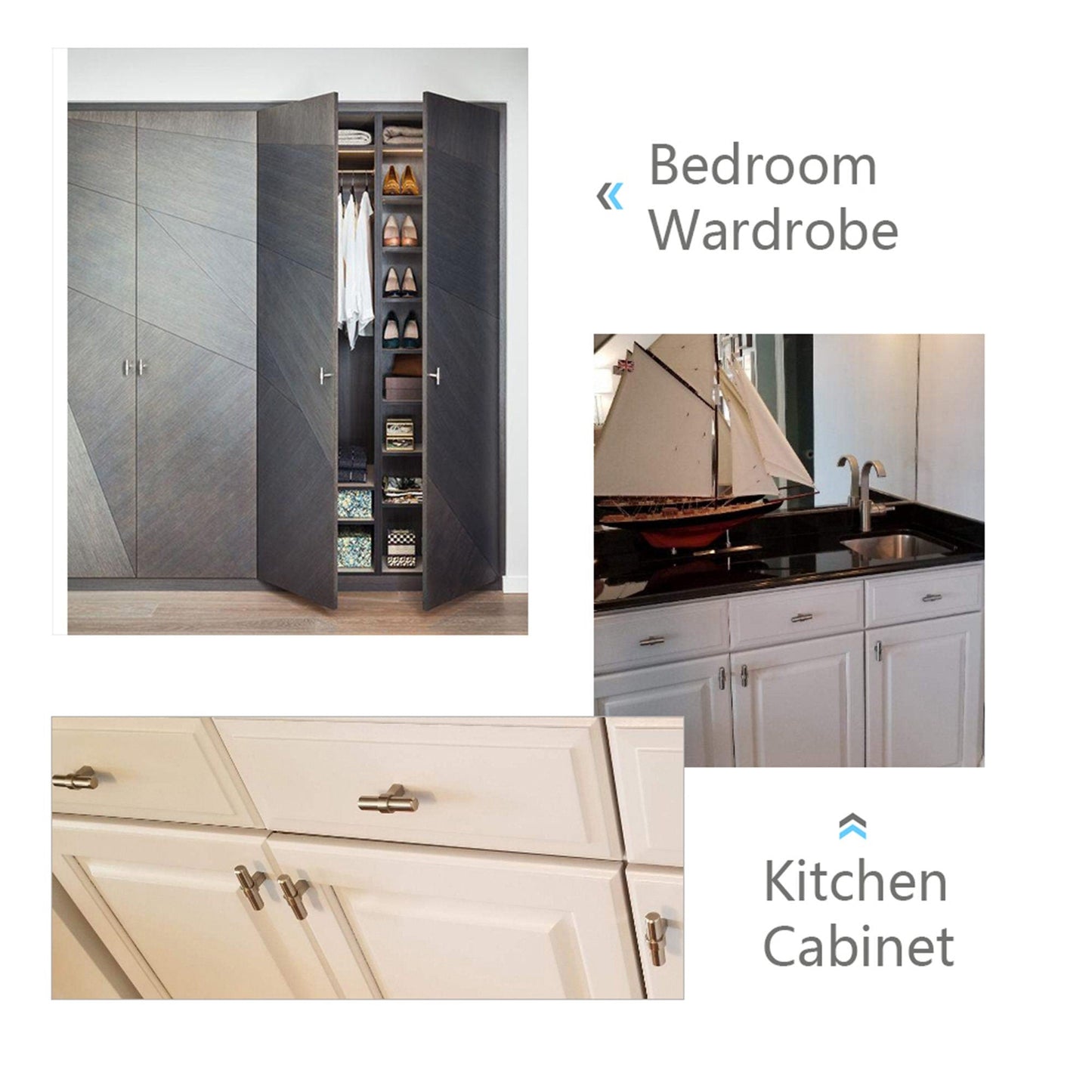 3-1/2"(90mm) Hole Center Cabinet Handles Pulls for Kitchen Stainless Steel Brushed Nickel Drawer Pulls ( 6" Length ）