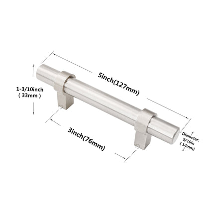 3"(76mm) Hole Center Cabinet Handles Pulls for Kitchen Stainless Steel Brushed Nickel Drawer Pulls ( 5" Length ）
