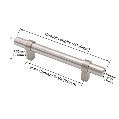 3-3/4"(96mm) Hole Center Cabinet Handles Pulls for Kitchen Stainless Steel Brushed Nickel Drawer Pulls ( 6" Length ）