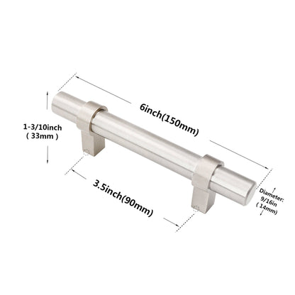 3-1/2"(90mm) Hole Center Cabinet Handles Pulls for Kitchen Stainless Steel Brushed Nickel Drawer Pulls ( 6" Length ）